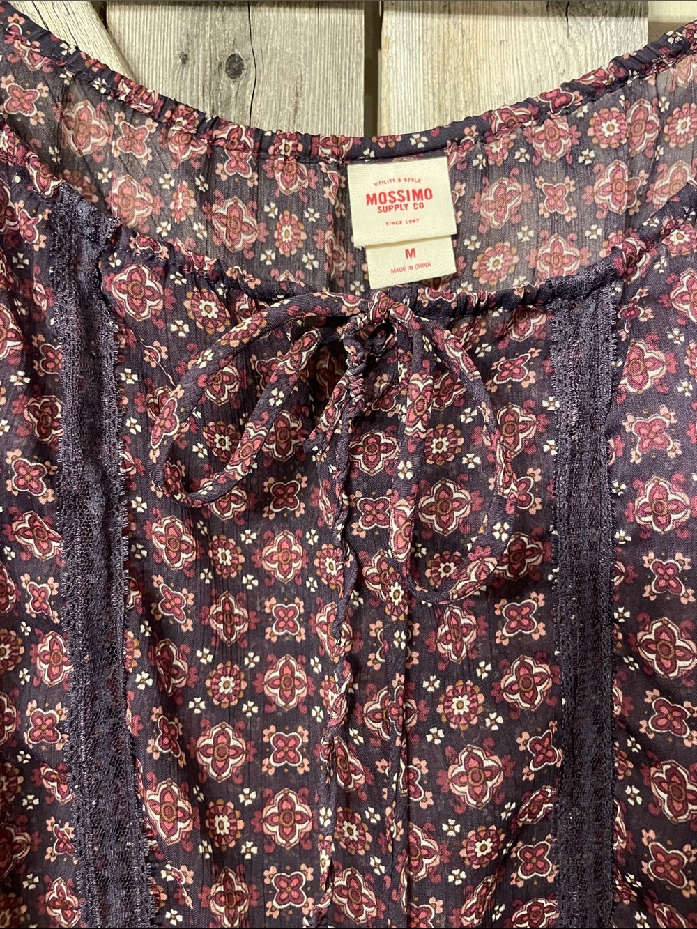 Mossimo Supply Co. Black Floral Peasant Blouse - Picture 3 of 5
